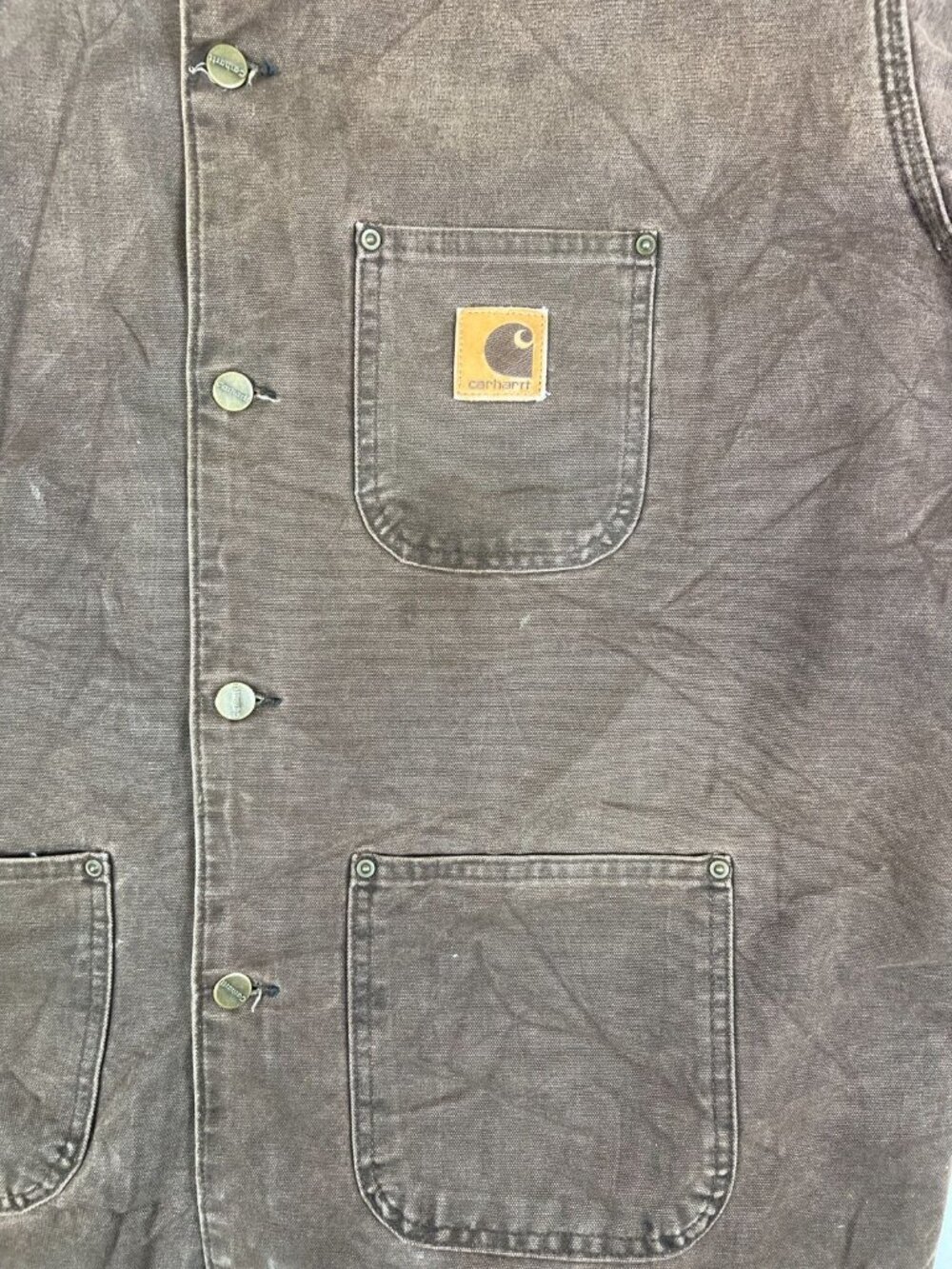 Vintage Carhartt Men 2XL Made in USA Sandstone Chore Coat Brown C58 CHT Blanket - Picture 3 of 11